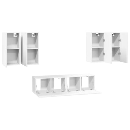vidaXL 6 Piece TV Cabinet Set White Engineered Wood