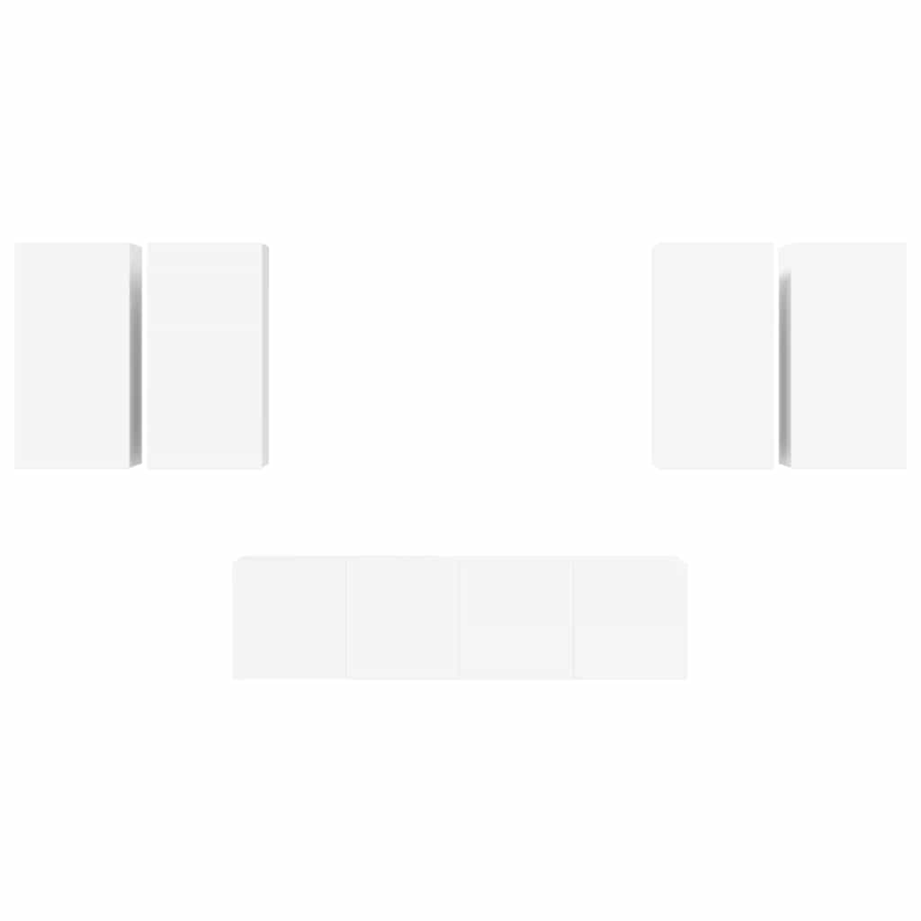 vidaXL 6 Piece TV Cabinet Set White Engineered Wood
