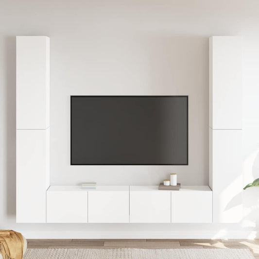 vidaXL 6 Piece TV Cabinet Set White Engineered Wood