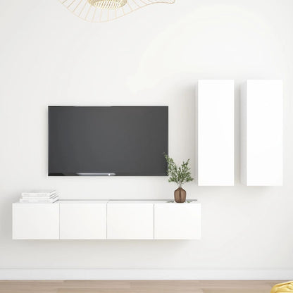 vidaXL 4 Piece TV Cabinet Set White Engineered Wood