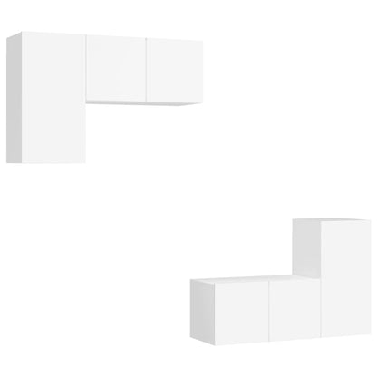 vidaXL 4 Piece TV Cabinet Set White Engineered Wood