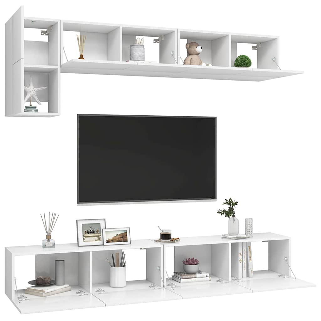vidaXL TV Cabinet Set | White | Engineered wood | Medium | TV Cabinet Set