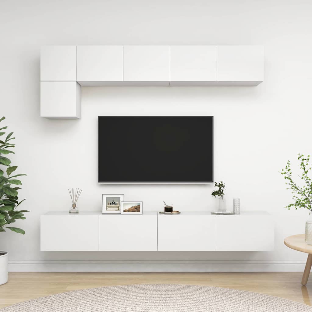 vidaXL TV Cabinet Set | White | Engineered wood | Medium | TV Cabinet Set