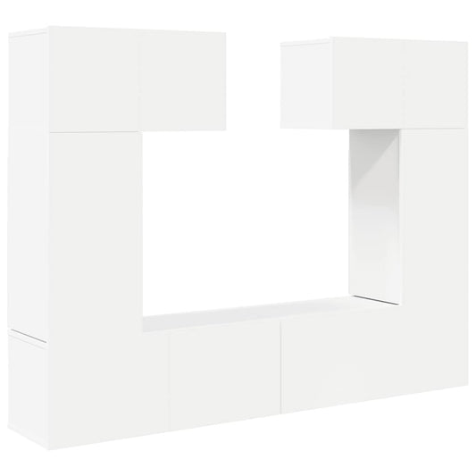 vidaXL 6 Piece TV Cabinet Set White Engineered Wood
