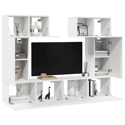 vidaXL 6 Piece TV Cabinet Set White Engineered Wood