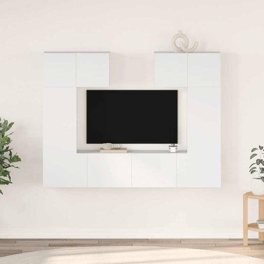 vidaXL 6 Piece TV Cabinet Set White Engineered Wood