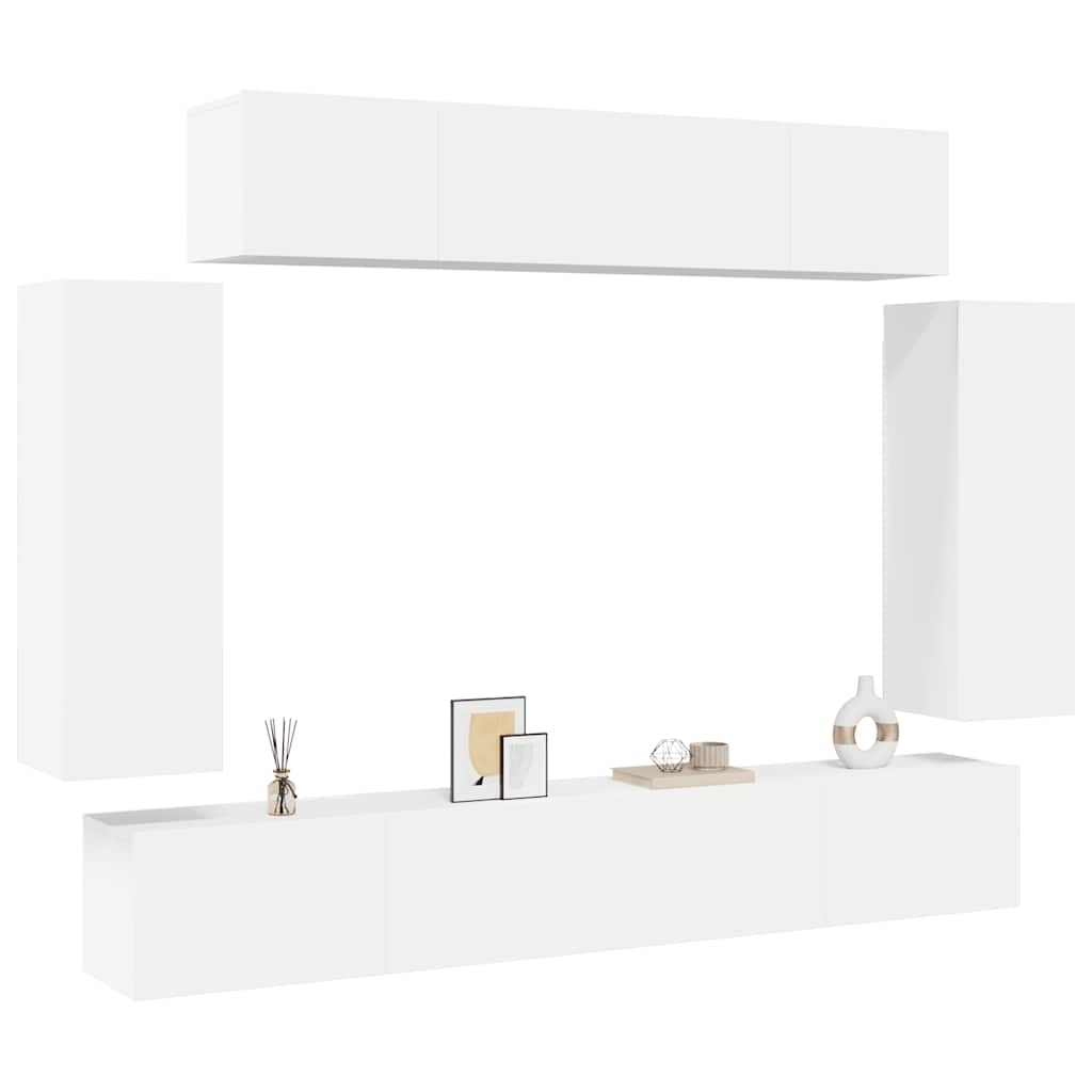 vidaXL 6 Piece TV Cabinet Set White Engineered Wood