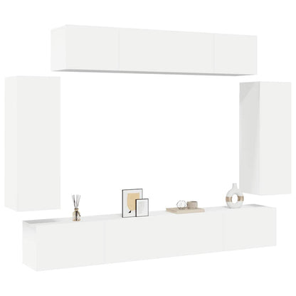vidaXL 6 Piece TV Cabinet Set White Engineered Wood