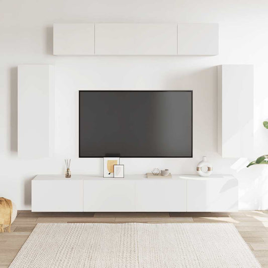 vidaXL 6 Piece TV Cabinet Set White Engineered Wood