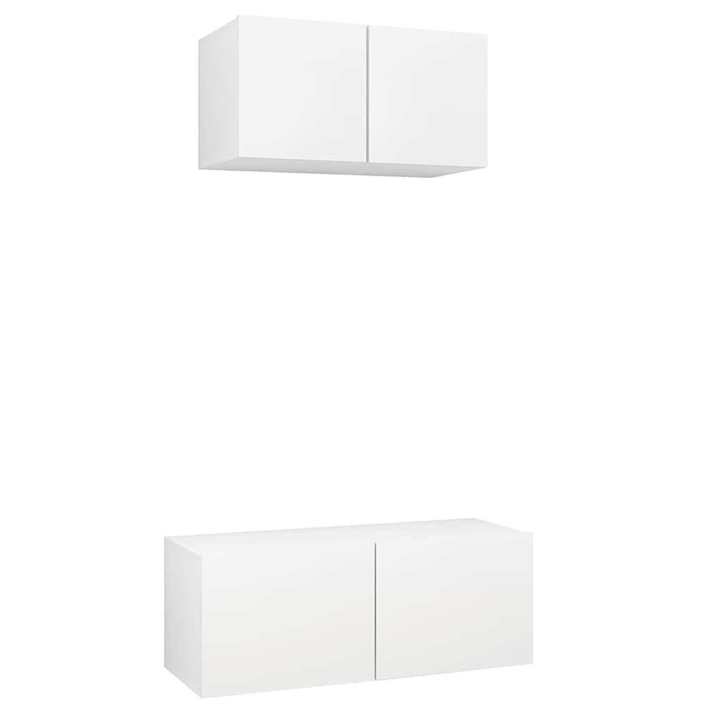 vidaXL 2 Piece TV Cabinet Set White Engineered Wood