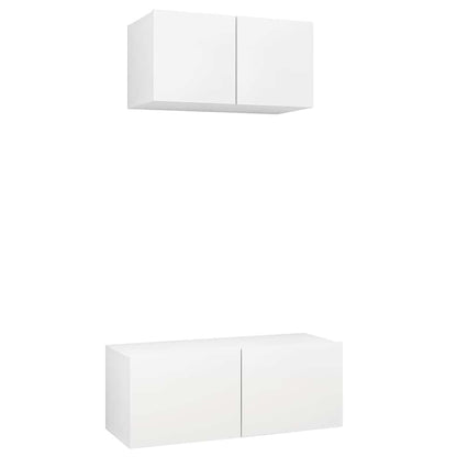 vidaXL 2 Piece TV Cabinet Set White Engineered Wood
