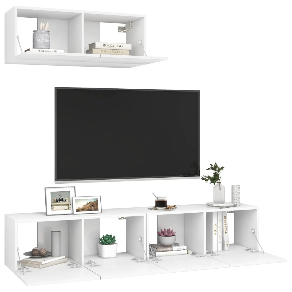 3078701 vidaXL 3 Piece TV Cabinet Set White Engineered Wood (801472x3)