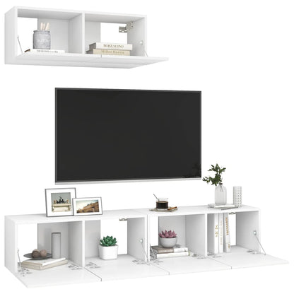 3078701 vidaXL 3 Piece TV Cabinet Set White Engineered Wood (801472x3)