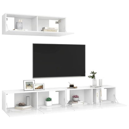 3078703 vidaXL 3 Piece TV Cabinet Set White Engineered Wood (801481+801481x2)