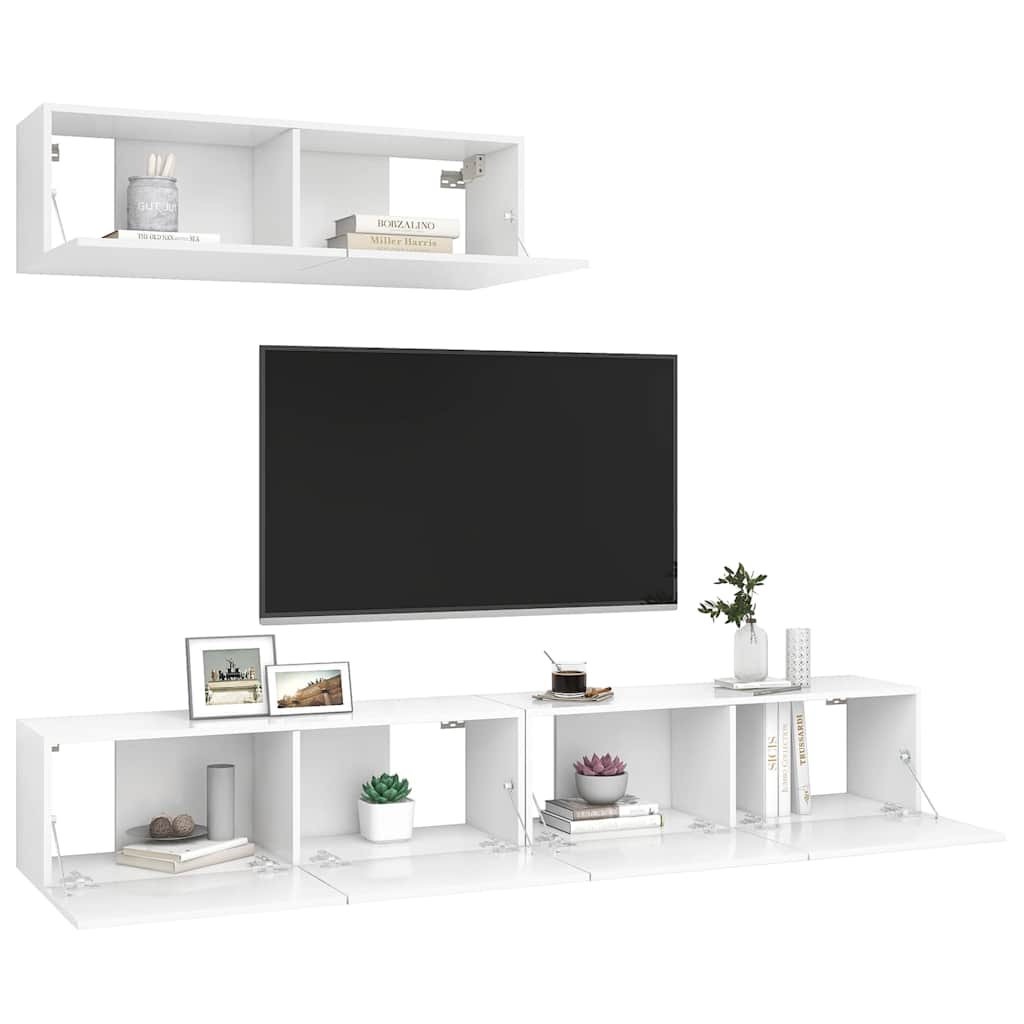 vidaXL 3 Piece TV Cabinet Set White Engineered Wood