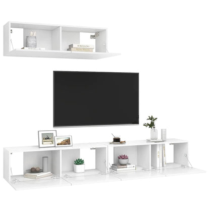 vidaXL 3 Piece TV Cabinet Set White Engineered Wood