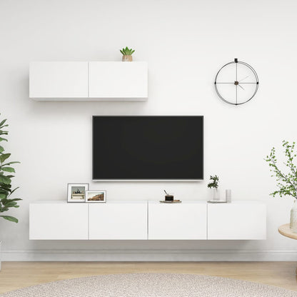 3078703 vidaXL 3 Piece TV Cabinet Set White Engineered Wood (801481+801481x2)