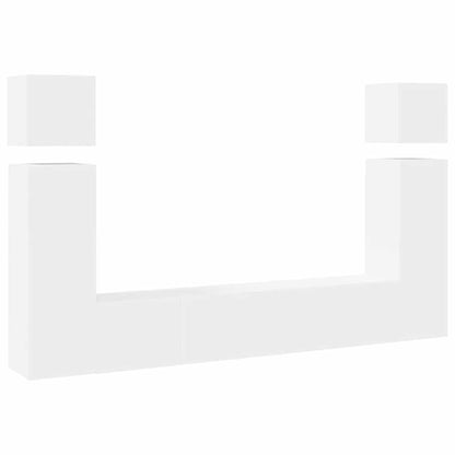 vidaXL 8 Piece TV Cabinet Set White Engineered Wood