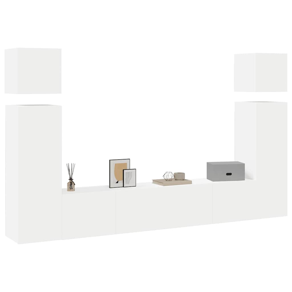 vidaXL 8 Piece TV Cabinet Set White Engineered Wood