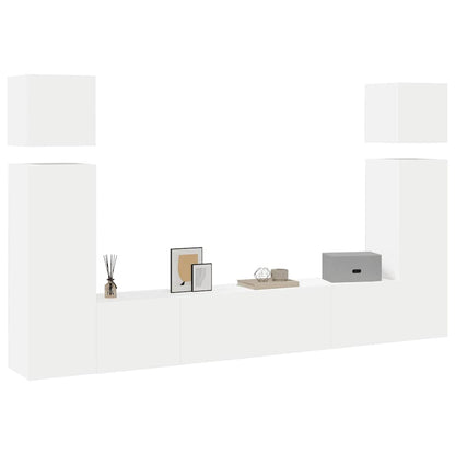 vidaXL 8 Piece TV Cabinet Set White Engineered Wood