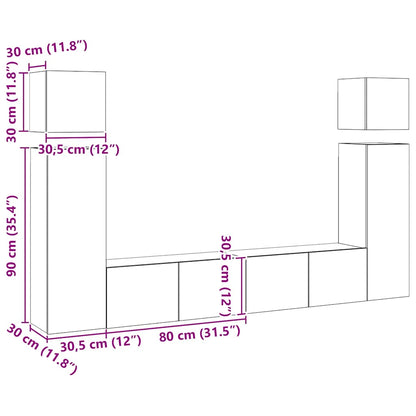 vidaXL 8 Piece TV Cabinet Set White Engineered Wood