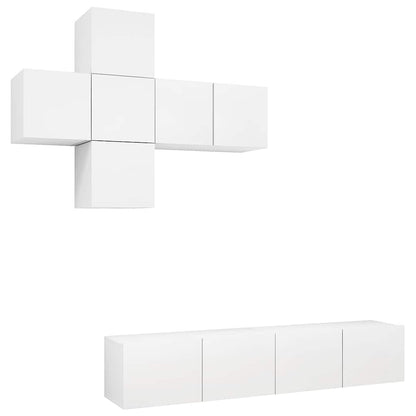 vidaXL 7 Piece TV Cabinet Set White Engineered Wood