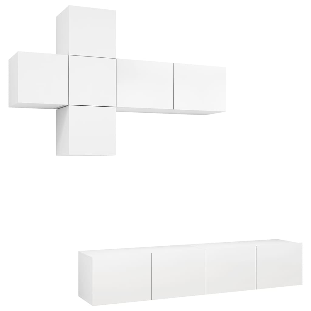 vidaXL 7 Piece TV Cabinet Set White Engineered Wood