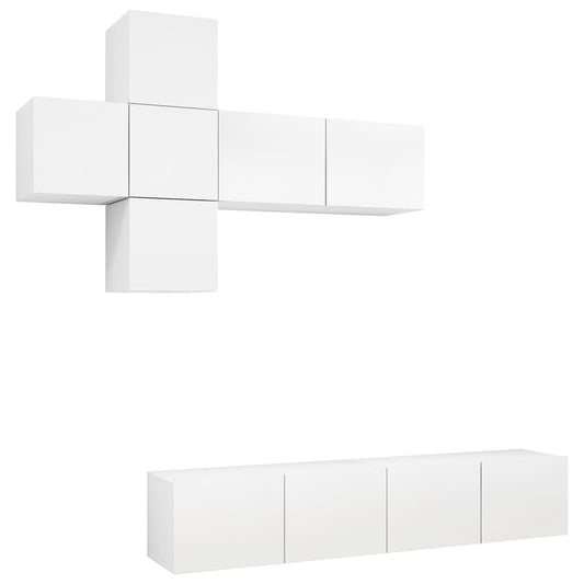 vidaXL 7 Piece TV Cabinet Set White Engineered Wood