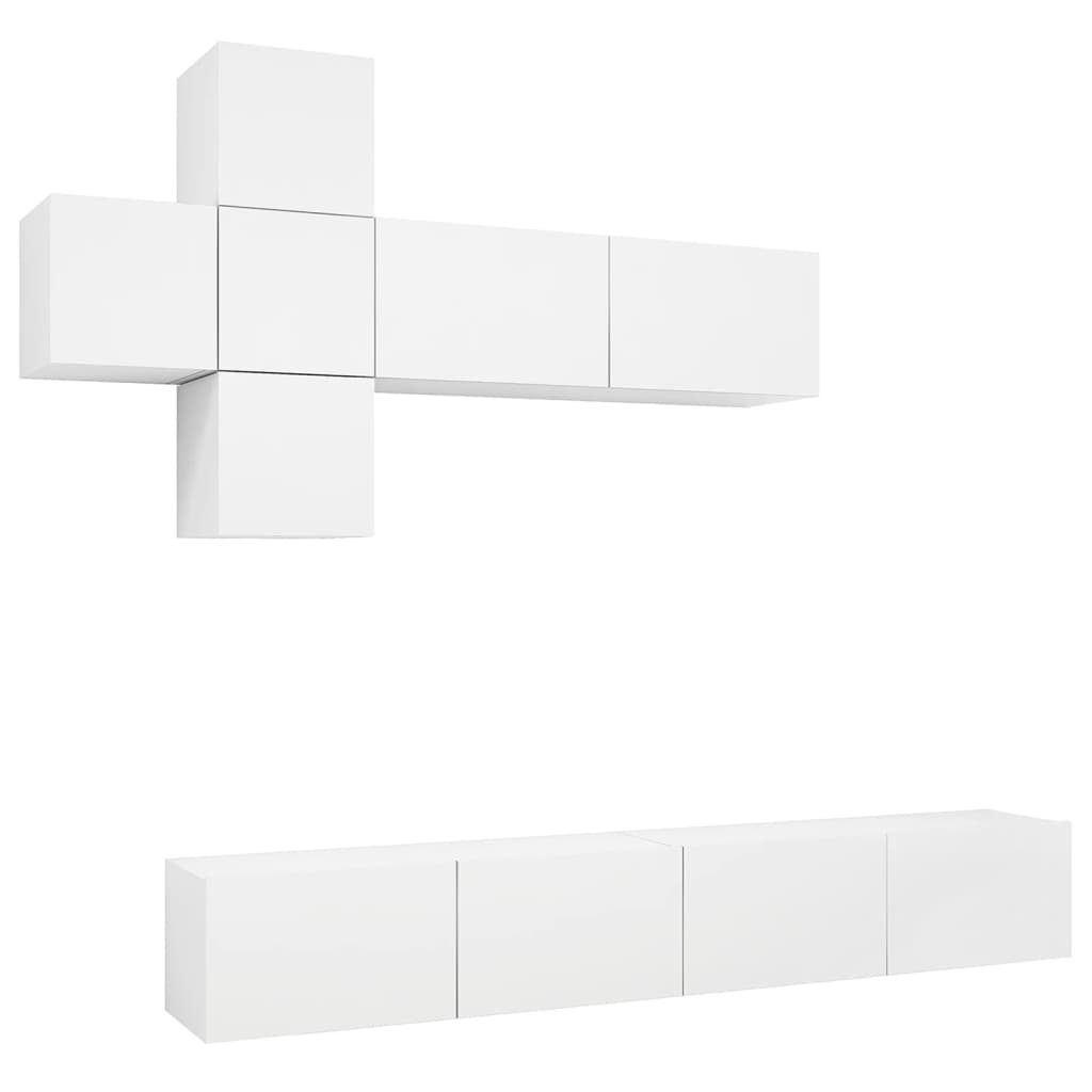 vidaXL 7 Piece TV Cabinet Set White Engineered Wood