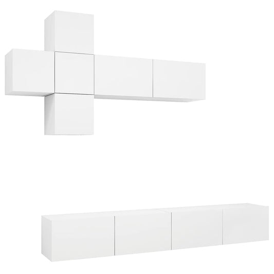 vidaXL 7 Piece TV Cabinet Set White Engineered Wood