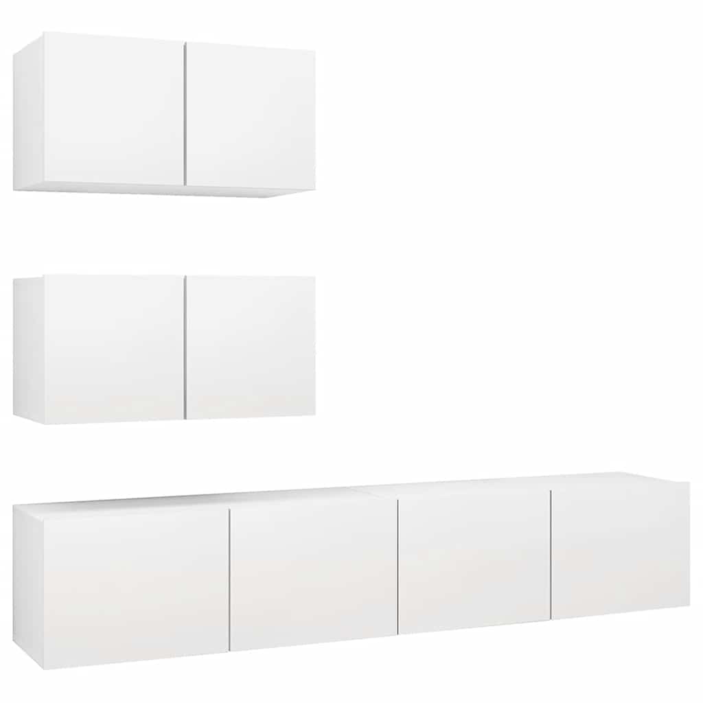 vidaXL 4 Piece TV Cabinet Set White Engineered Wood