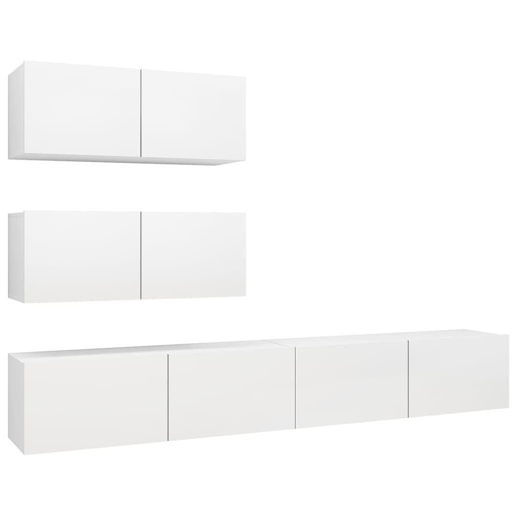 vidaXL 4 Piece TV Cabinet Set White Engineered Wood