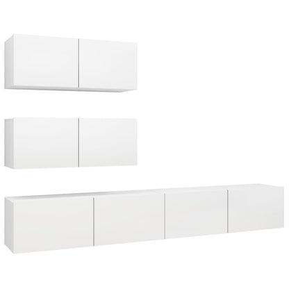 vidaXL 4 Piece TV Cabinet Set White Engineered Wood