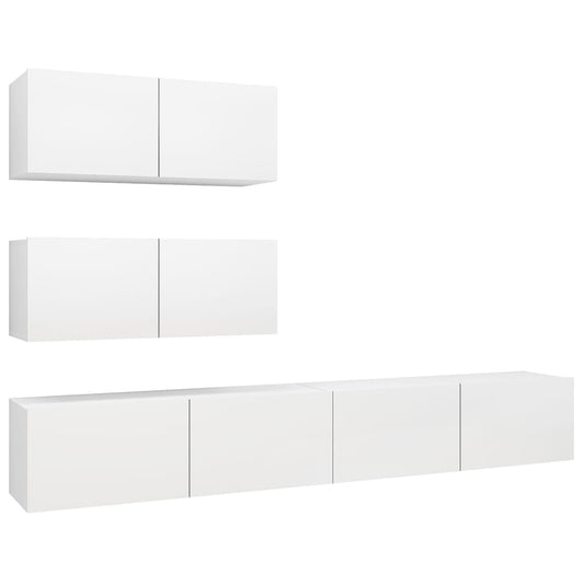 vidaXL 4 Piece TV Cabinet Set White Engineered Wood