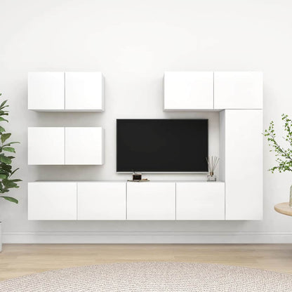 vidaXL 6 Piece TV Cabinet Set White Engineered Wood