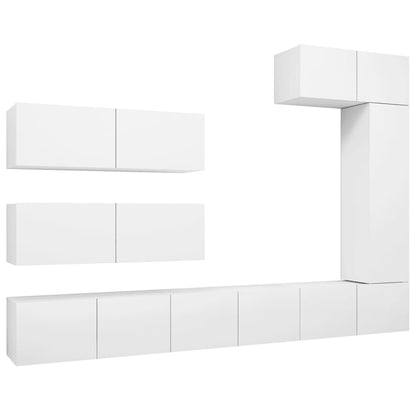 vidaXL 7 Piece TV Cabinet Set White Engineered Wood