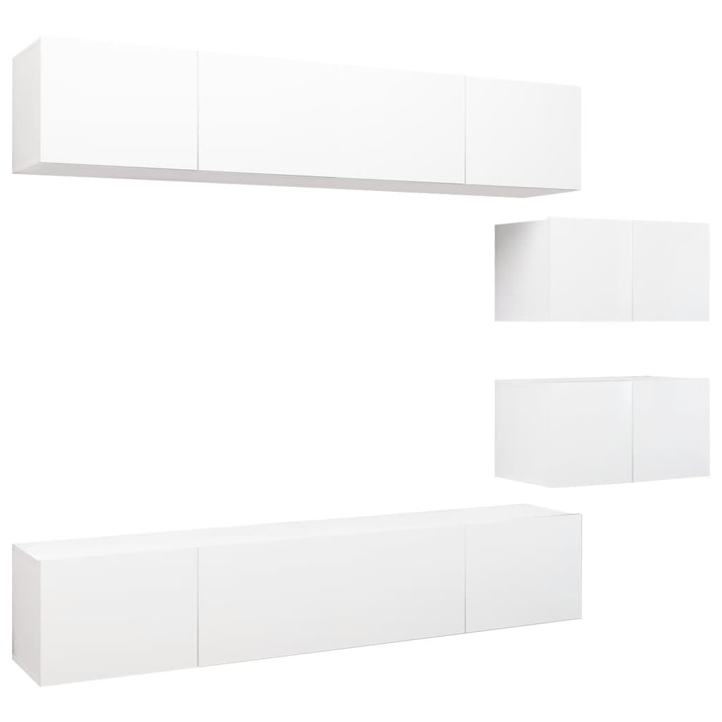 vidaXL 6 Piece TV Cabinet Set White Engineered Wood