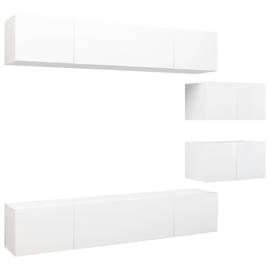 vidaXL 6 Piece TV Cabinet Set White Engineered Wood