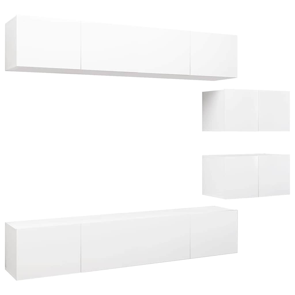 vidaXL 6 Piece TV Cabinet Set White Engineered Wood