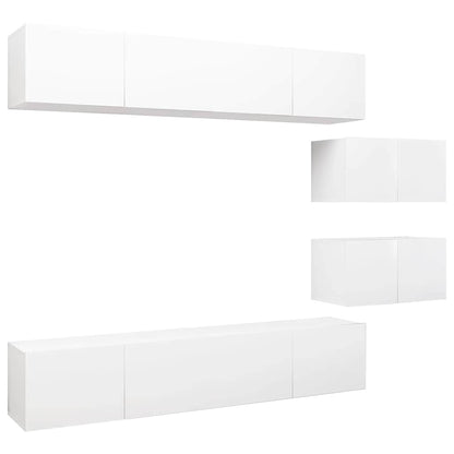 vidaXL 6 Piece TV Cabinet Set White Engineered Wood