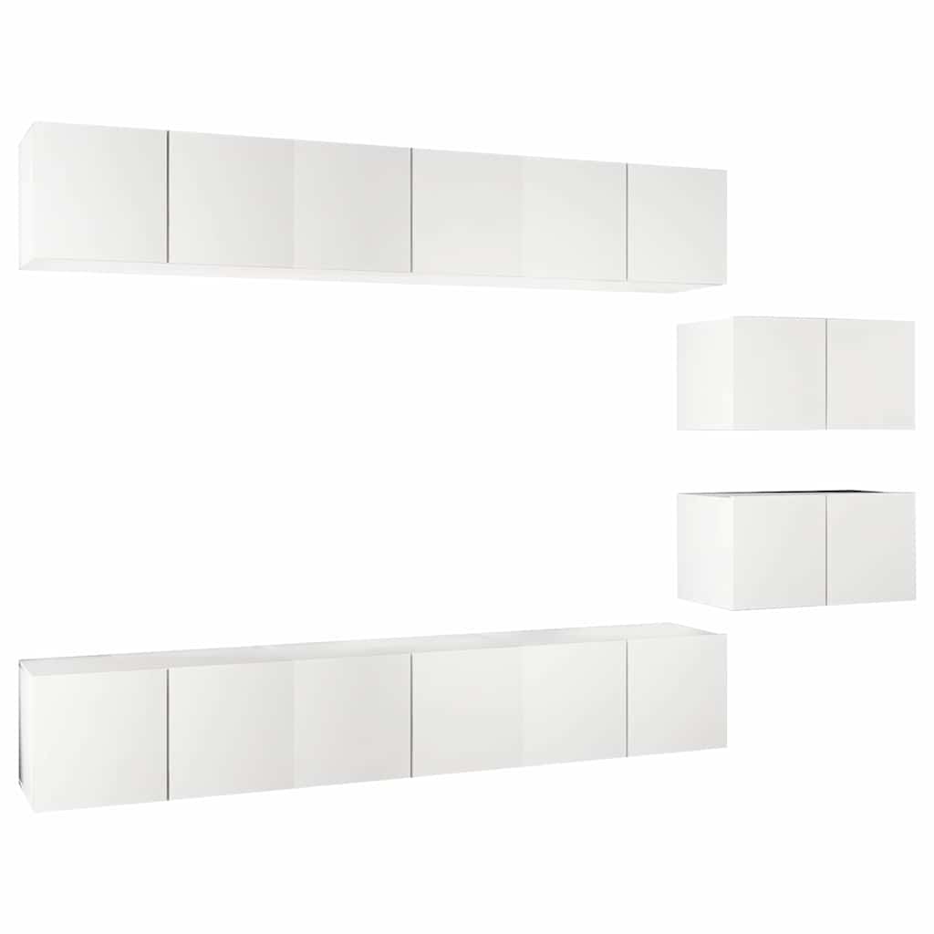 vidaXL 8 Piece Wall-mounted TV Cabinet Set White Engineered Wood