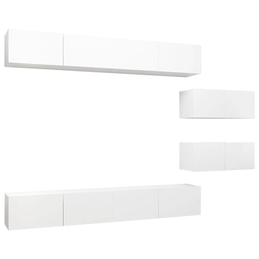 vidaXL 6 Piece TV Cabinet Set White Engineered Wood