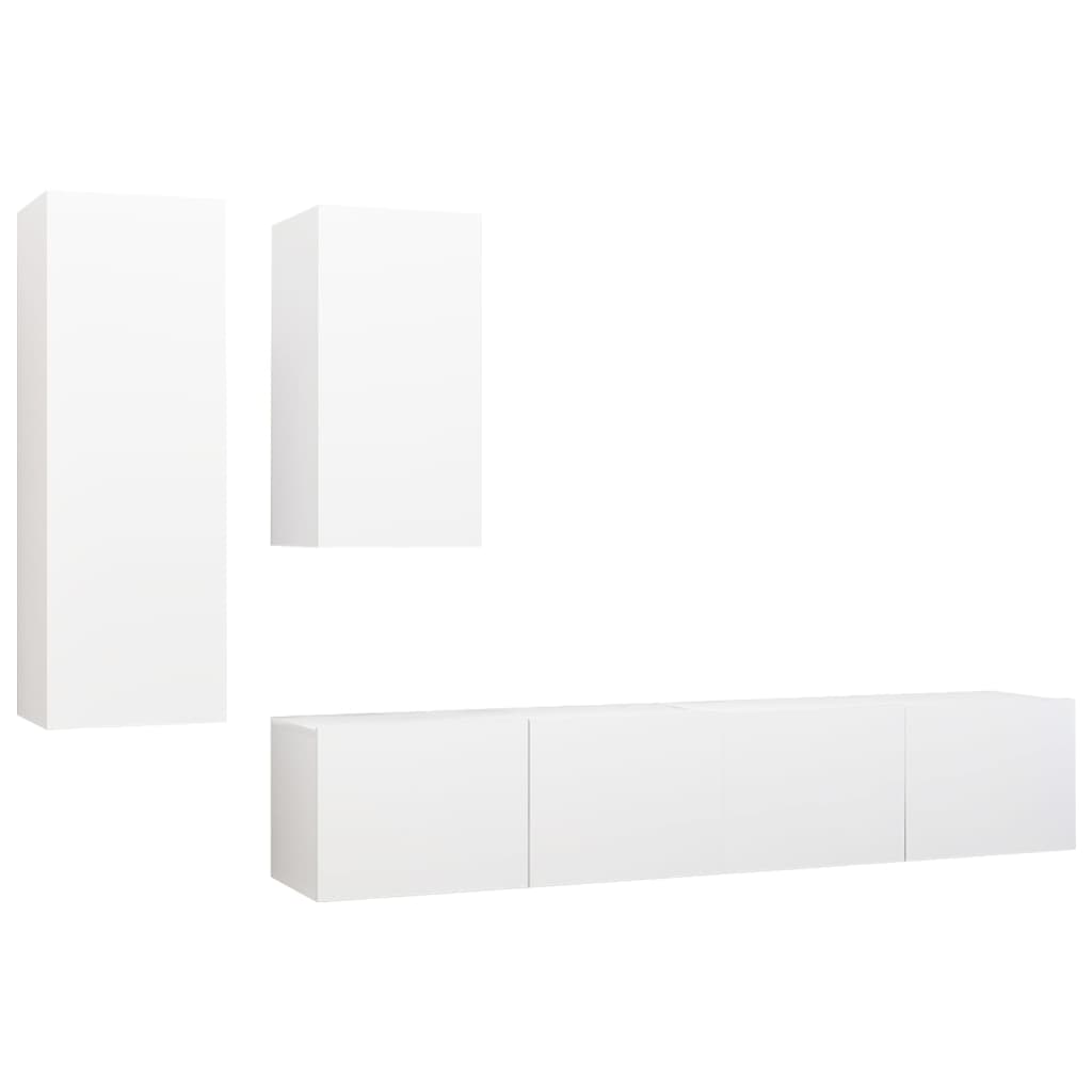 vidaXL 4 Piece TV Cabinet Set White Engineered Wood