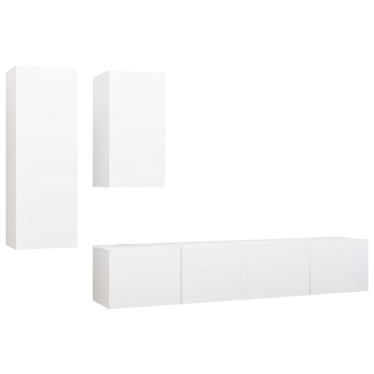 vidaXL 4 Piece TV Cabinet Set White Engineered Wood