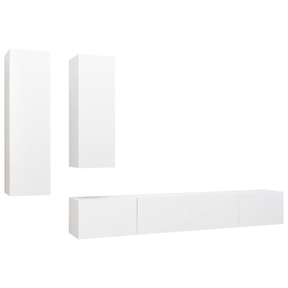 vidaXL 4 Piece TV Cabinet Set White Engineered Wood
