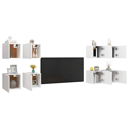 vidaXL TV Cabinet | Set of 8 | White | Engineered wood | Small