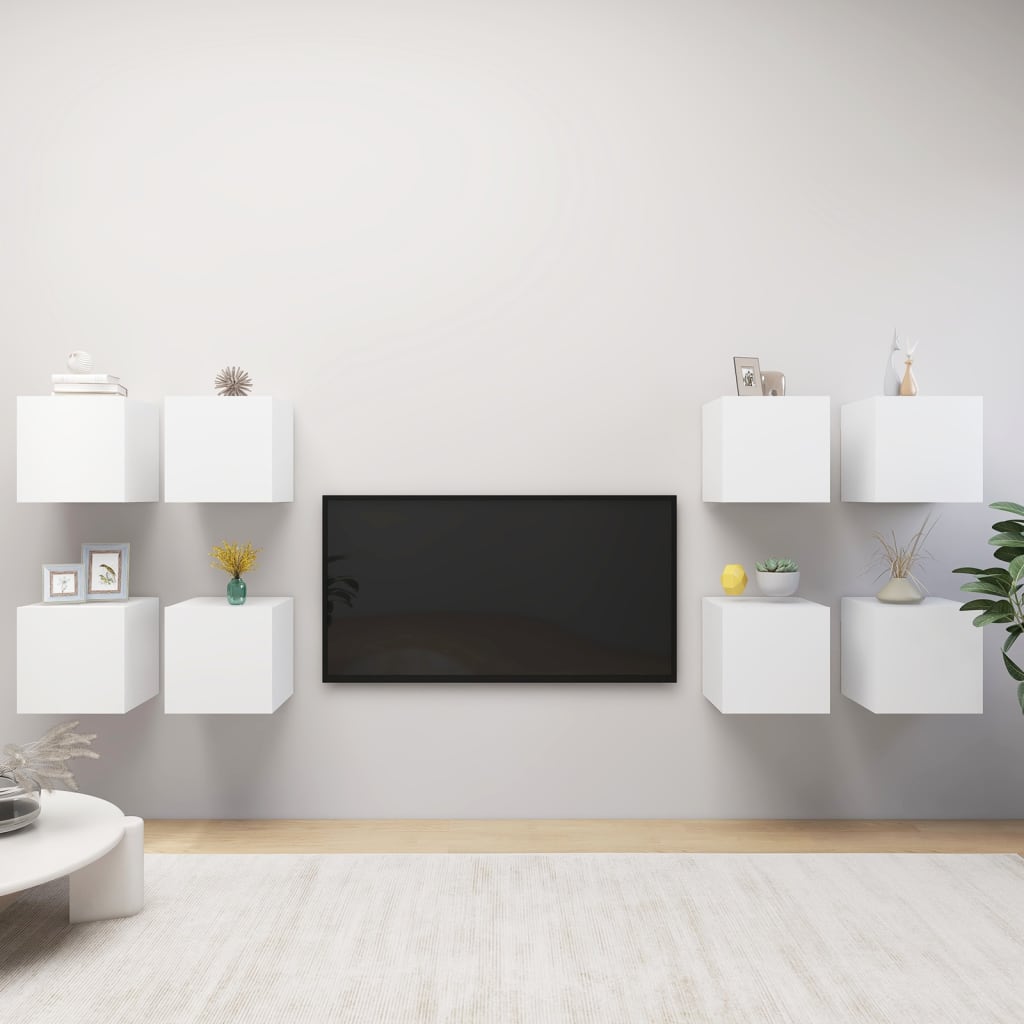 vidaXL TV Cabinet | Set of 8 | White | Engineered wood | Small