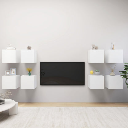 vidaXL TV Cabinet | Set of 8 | White | Engineered wood | Small