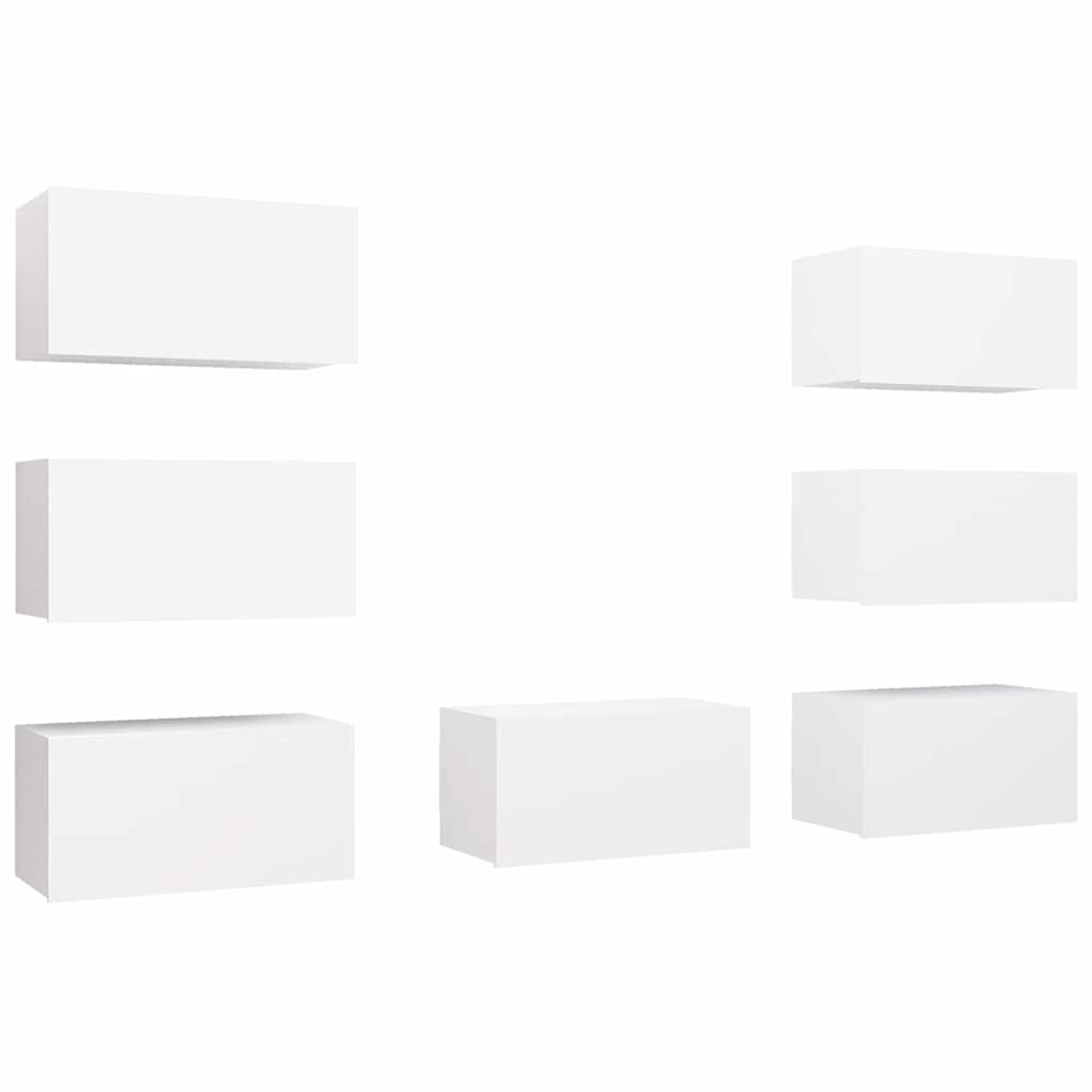 vidaXL 7 Piece TV Cabinet Set White 30,5x30x60 cm Engineered Wood