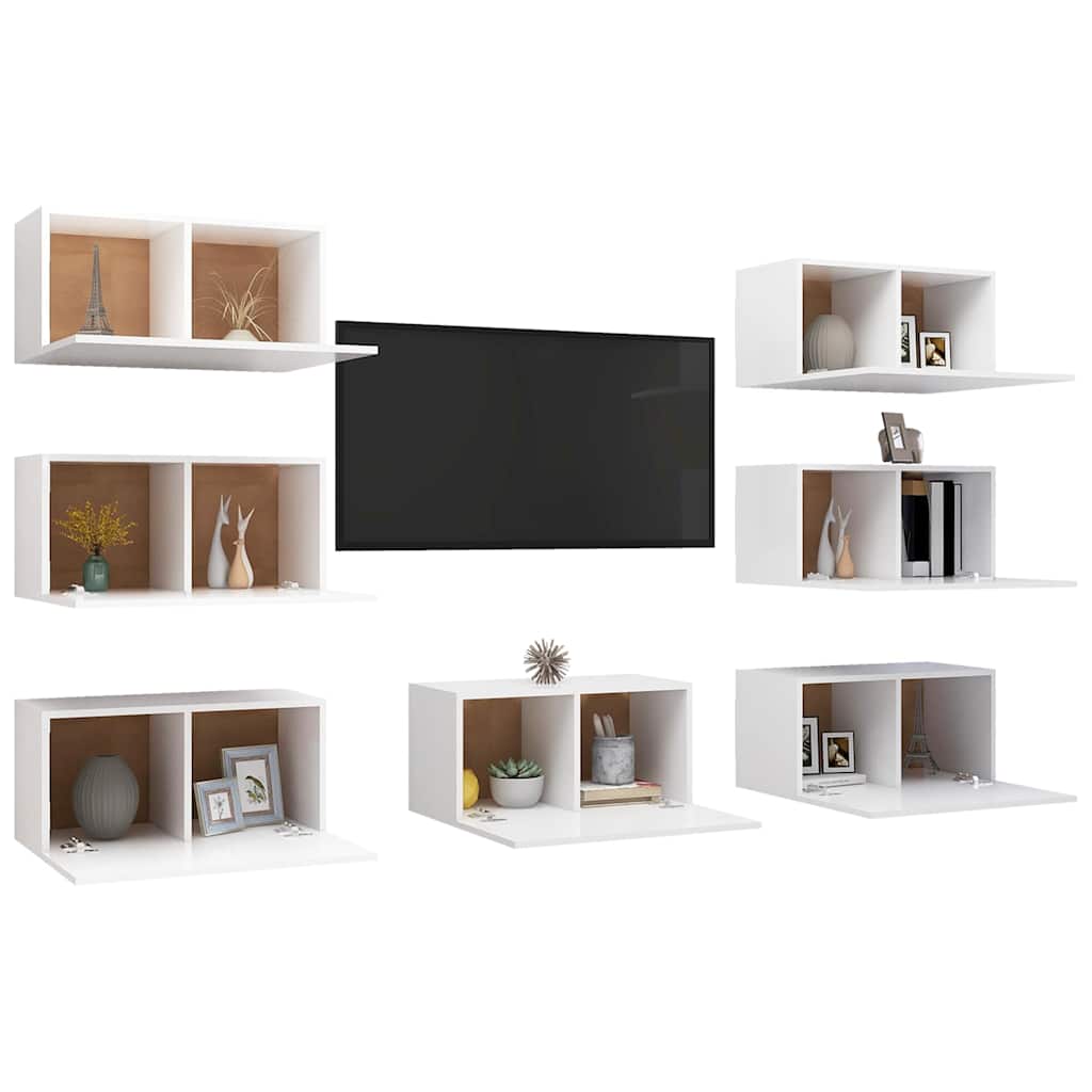 vidaXL 7 Piece TV Cabinet Set White 30,5x30x60 cm Engineered Wood